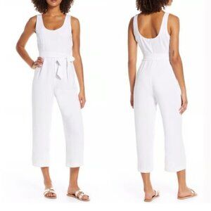 BB Dakota White Jumpsuit Scoop Neck Belted Cropped Leg SZ 6 NEW